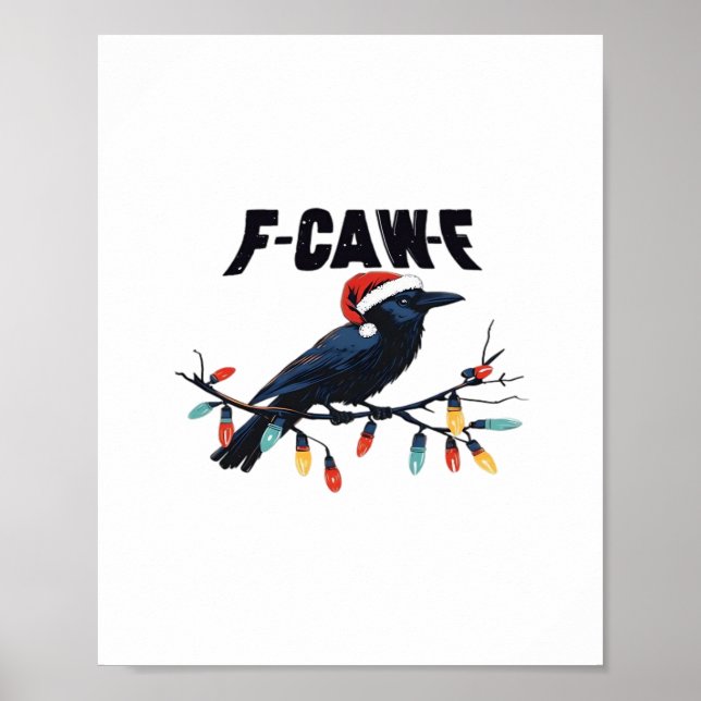 Poster Funny Crow Christmas Classic Retro Design (Devant)