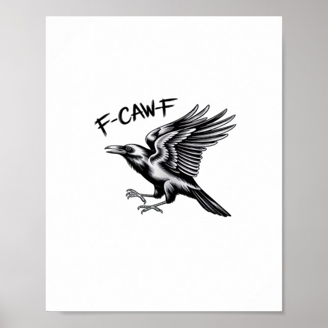 Poster Funny Crow F-Caw-F Essential Minimal Clean (Devant)