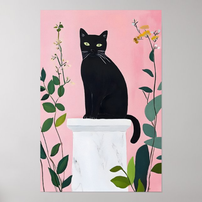 Poster Funny Cute Black cat (Devant)