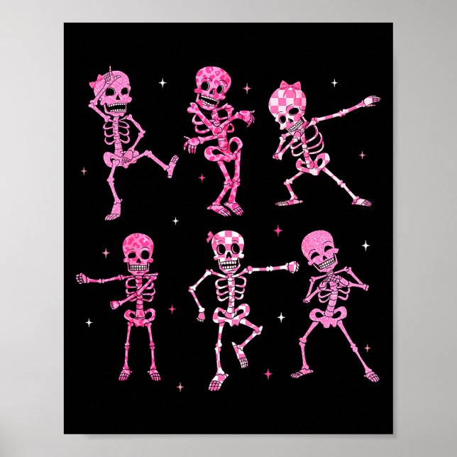Poster Funny Cute Dancing Skeleton Halloween Costume Shir (Devant)