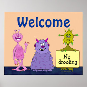 Poster Funny Cute Monsters Welcome Back to School Kids