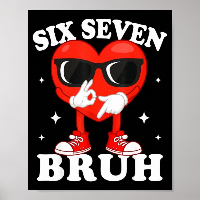 Poster Funny Dabbing Heart Bruh 67 Meme Valentine's Day  (Devant)