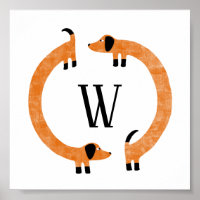 Funny Dachshund Saucisse Chien Monogramme