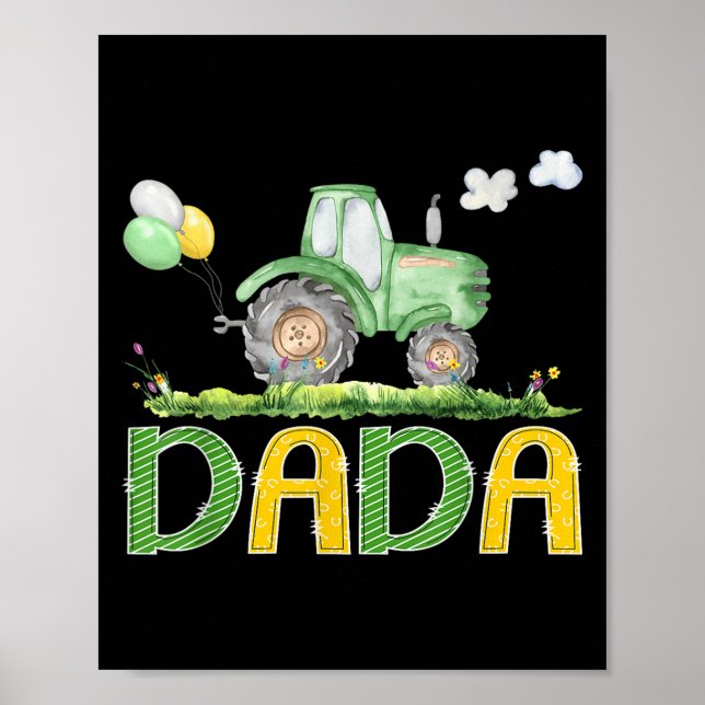 Poster Funny Dada Anniversaire Garçon Tracteur ferme Cami (Devant)