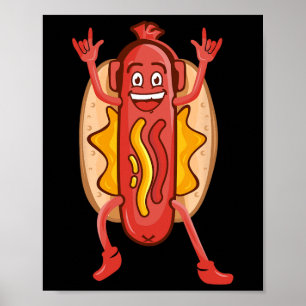 Poster Funny Dancing Hot Dog Design For Kids Boys Girls H