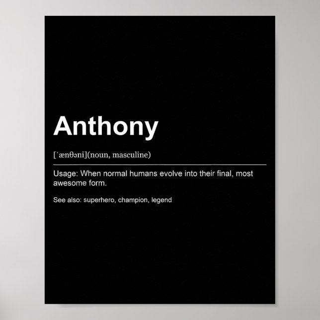 Poster Funny Definition Quote For The Name Anthony _  (Devant)