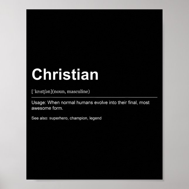Poster Funny Definition Quote For The Name Christian _  (Devant)