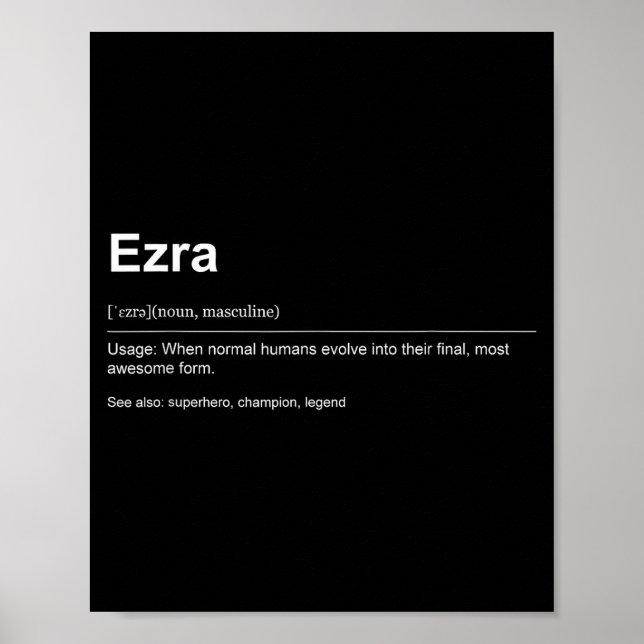 Poster Funny Definition Quote For The Name Ezra _  (Devant)