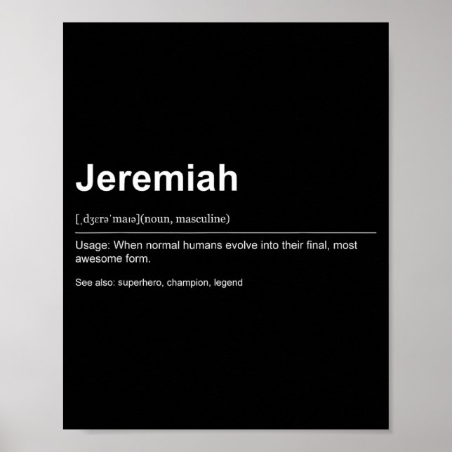 Poster Funny Definition Quote For The Name Jeremiah _  (Devant)