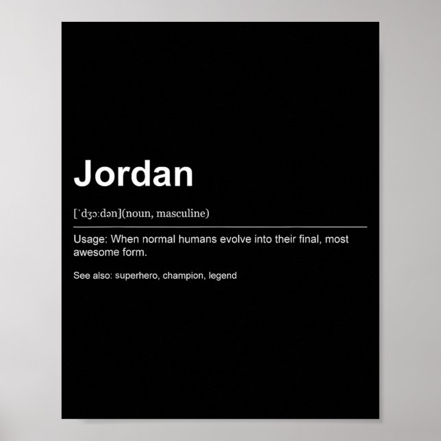 Poster Funny Definition Quote For The Name Jordan _  (Devant)