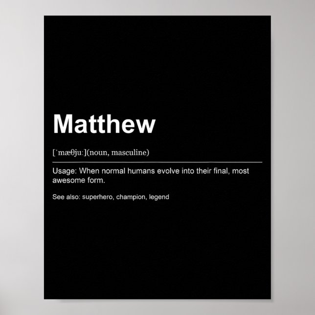 Poster Funny Definition Quote For The Name Matthew _  (Devant)
