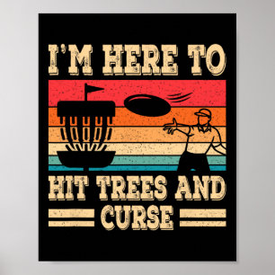 Poster Funny Disc Golf frappe les arbres et jure Retro Di