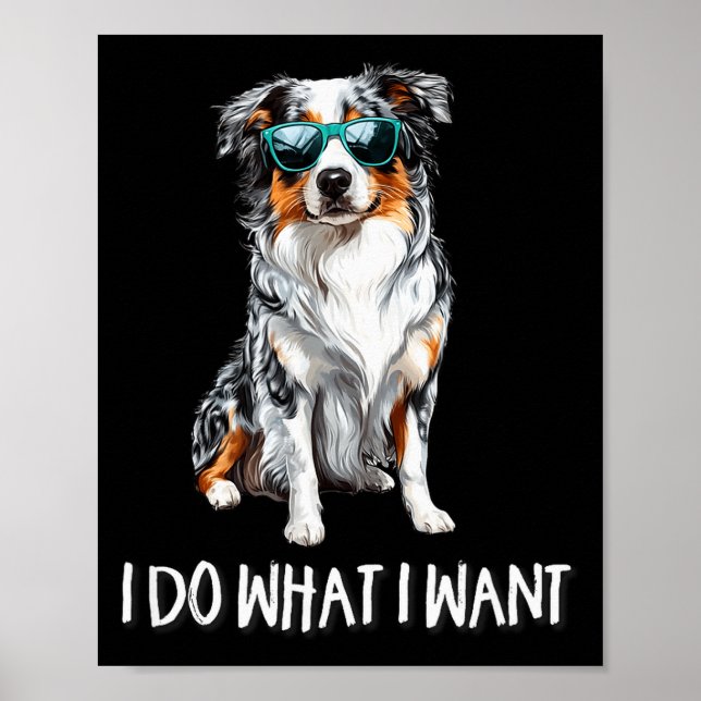 Poster Funny Do What I Want Blue Merle Australian Shepher (Devant)