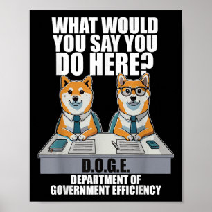 Poster Funny Doge Meme D.o.g.e, Ministère du gouvernement