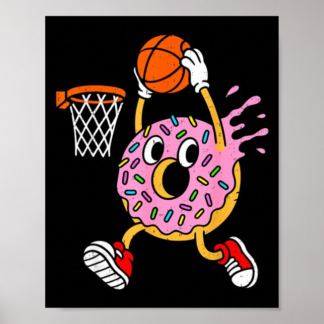 Poster Funny Donut Dunking Basketball Doughnut Food Champ (Devant)