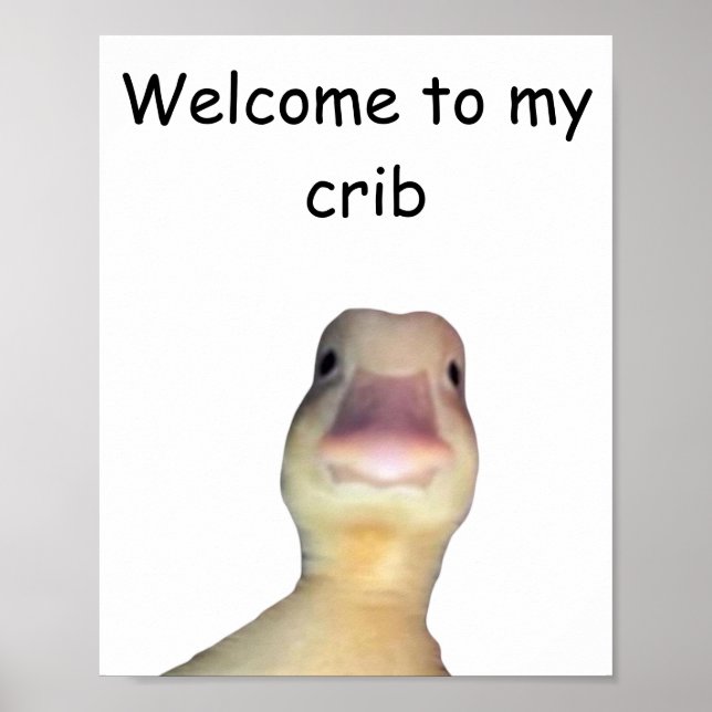 Poster Funny Duck Meme – “Welcome to My Crib” Cute Animal (Devant)