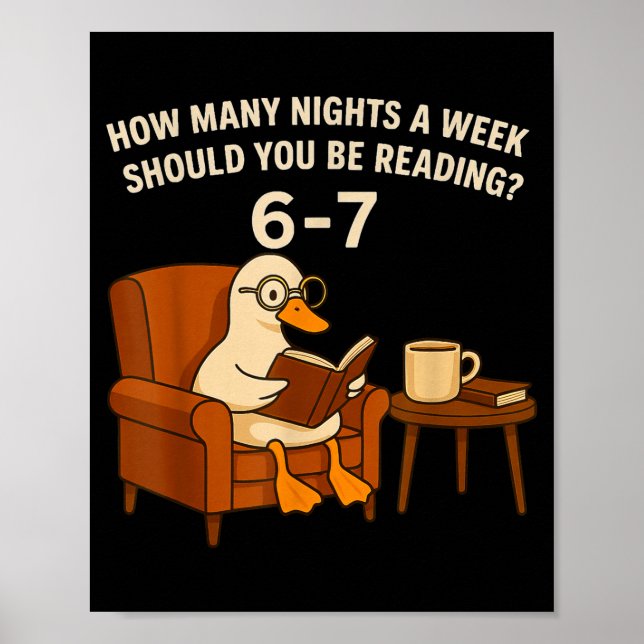 Poster Funny Duck Reading Book 67 Six Seven Meme  (Devant)