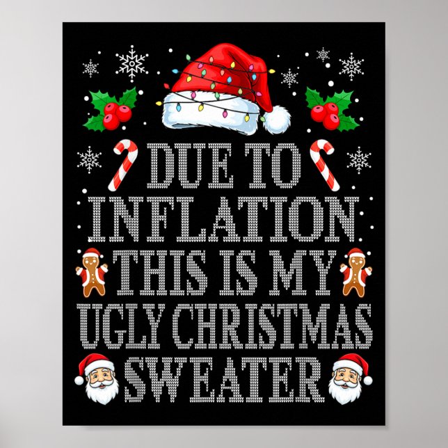 Poster Funny Due To Inflation Ugly Christmas Sweaters Men (Devant)