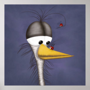 Poster Funny Egret Cartoon