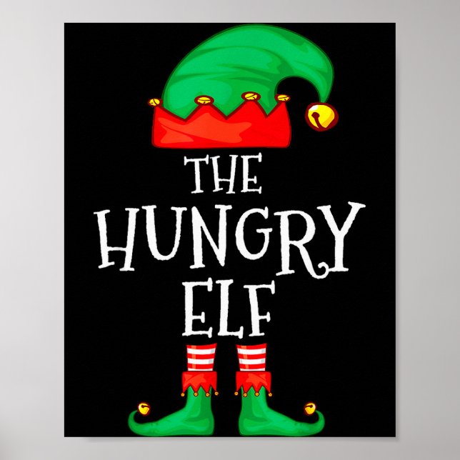 Poster Funny Elf Family Christmas The Hungry Elf Sweater  (Devant)