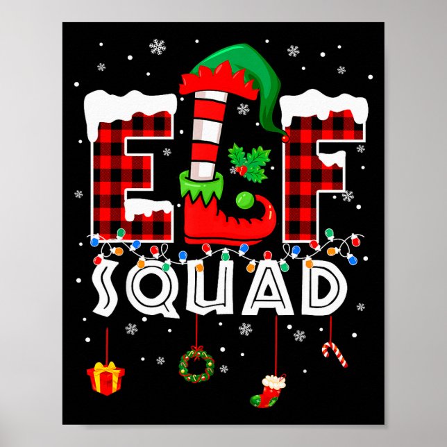 Poster Funny Elf Squad Christmas Family Matching Pajamas  (Devant)