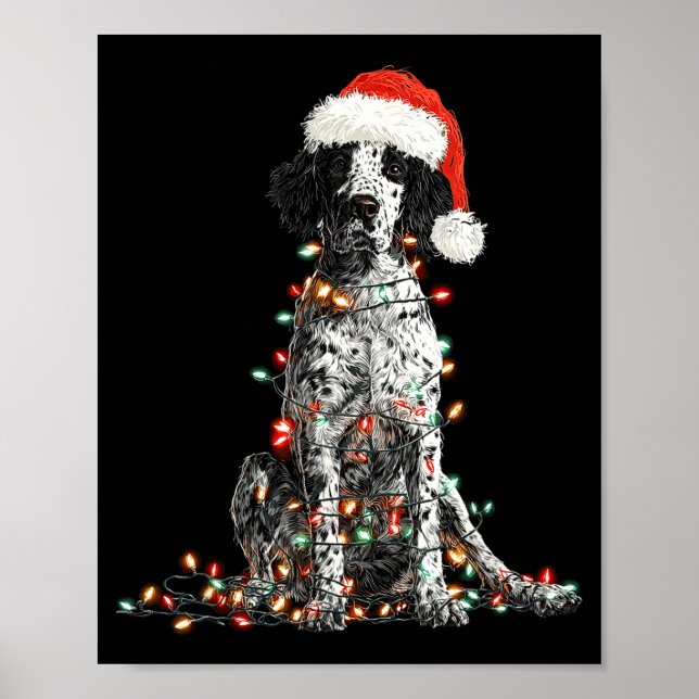 Poster Funny English Setter Christmas Graphics Dog Lights (Devant)