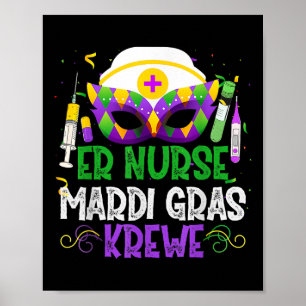 Poster Funny Er Infirmière Krewe Infirmière Masques Mardi