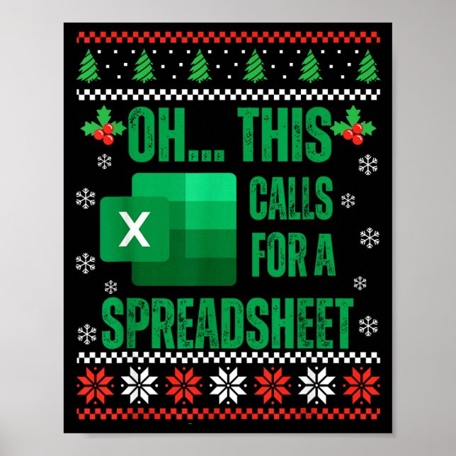 Poster Funny Excel Spreadsheets Christmas Sweater Lover A (Devant)