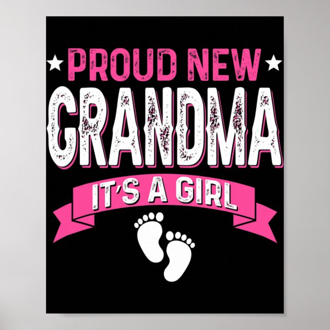 Poster Funny Family Gender Reveal Proud New Grandma It's  (Devant)