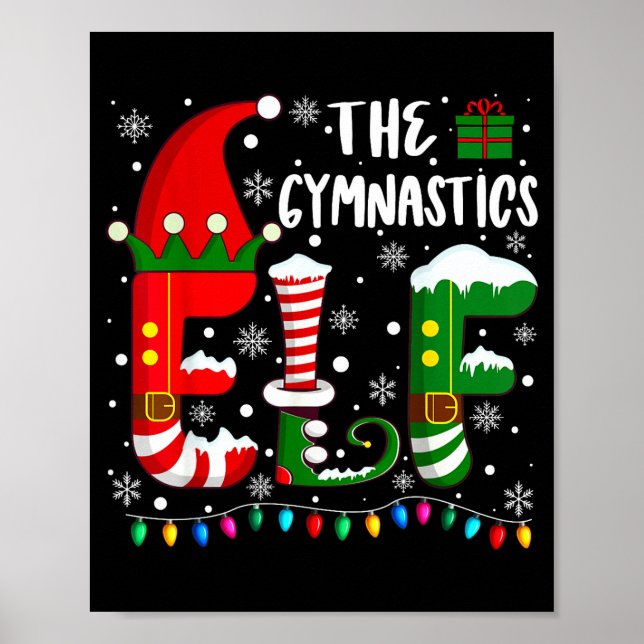 Poster Funny Family Matching Pajamas Gymnastics Elf Chris (Devant)