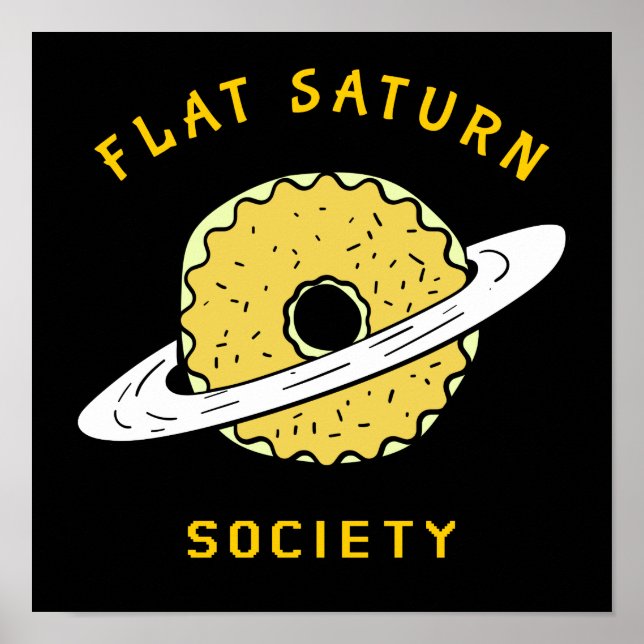 Poster Funny Flat Saturn Society Illustration Donut (Devant)