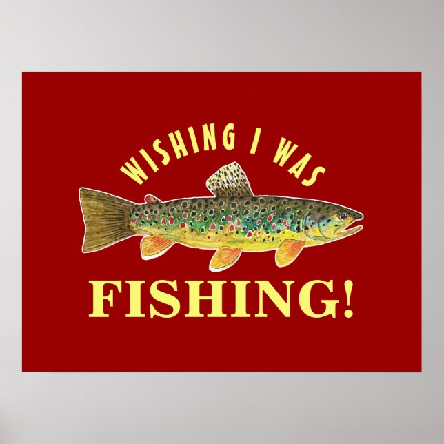 Poster Funny Fly Fishing Truite Photo (Devant)