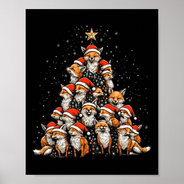 Poster Funny Fox Christmas Tree Foxes Xmas Fox Lover Enfa (Devant)