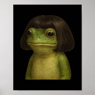 Poster Funny Frog Girl Bob Hair Meme Art