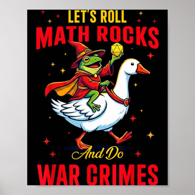 Poster Funny Frog Let's Roll Math Rocks And Do War Crimes (Devant)