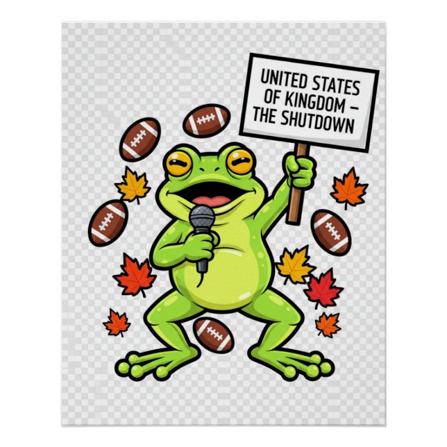 Poster Funny Frog Meme Satire – United States of Kingdom  (Devant)
