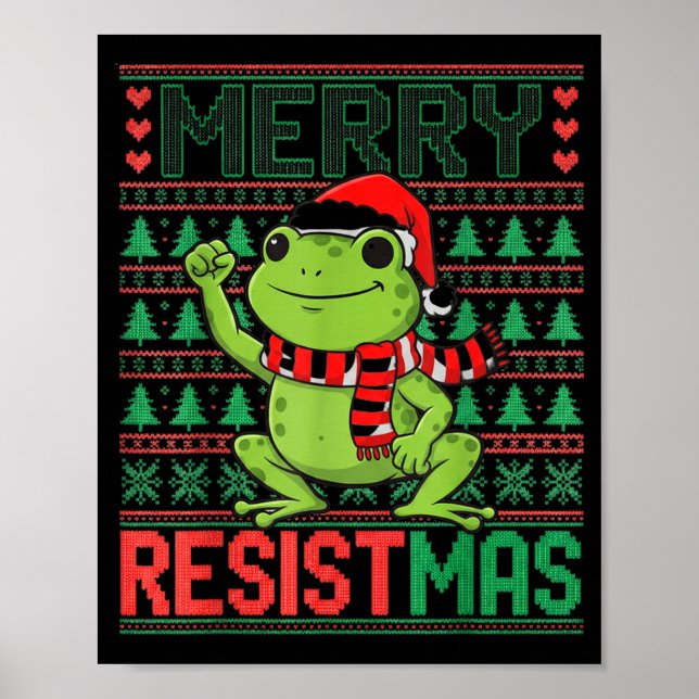 Poster Funny Frog Retro Merry Resistmas Litical Ugly Chri (Devant)