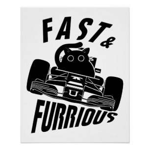 Poster Funny FURRurious voiture voiture chat de conduite
