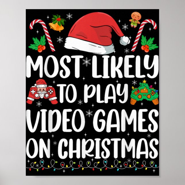 Poster Funny Gamer Xmas Likely Play Video Games On Christ (Devant)
