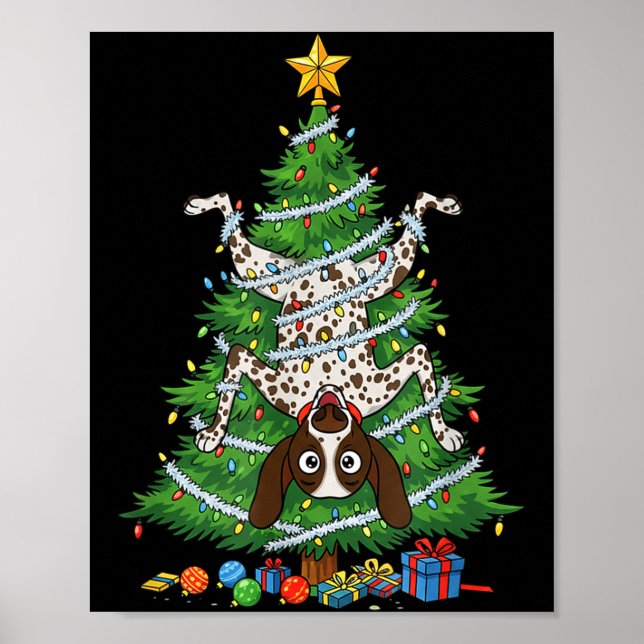 Poster Funny German Shorthaired Inter Dog Christmas Tree  (Devant)