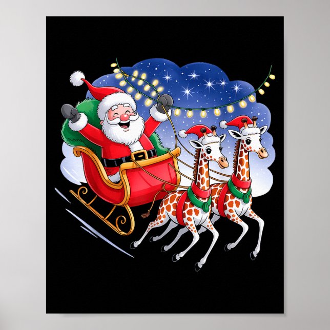 Poster Funny Giraffe Lover Xmas Giraffe Santa Christmas S (Devant)