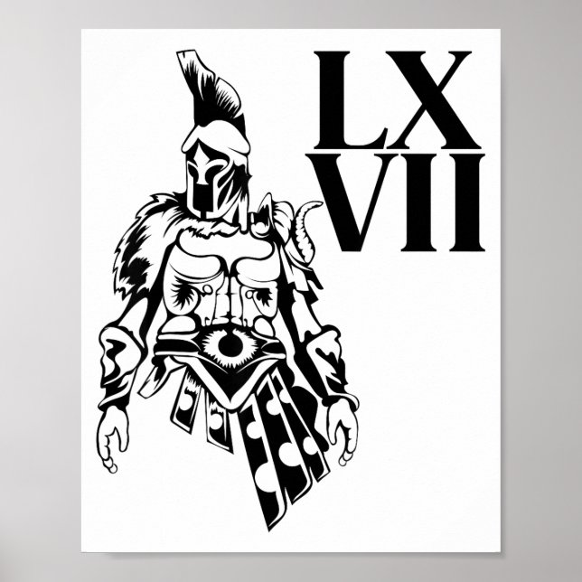 Poster Funny Gladiator 67 Meme Roman Numerals Lxvii Viral (Devant)
