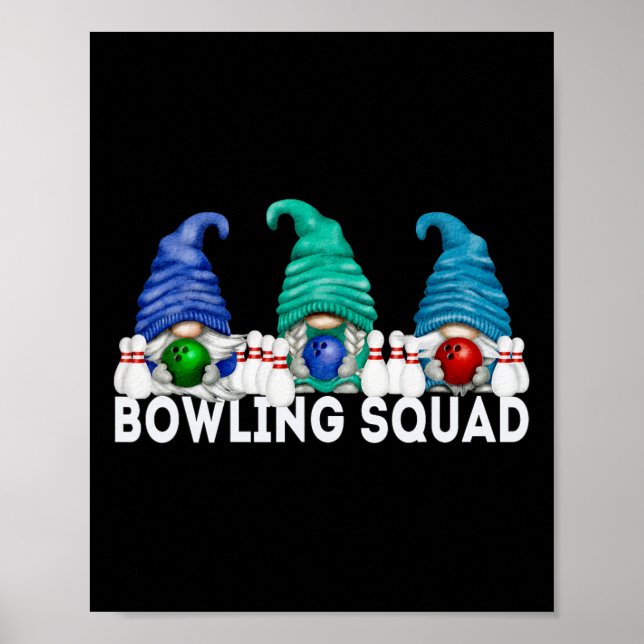 Poster Funny Gnome Bowling Squad For Family Cute Bowling  (Devant)
