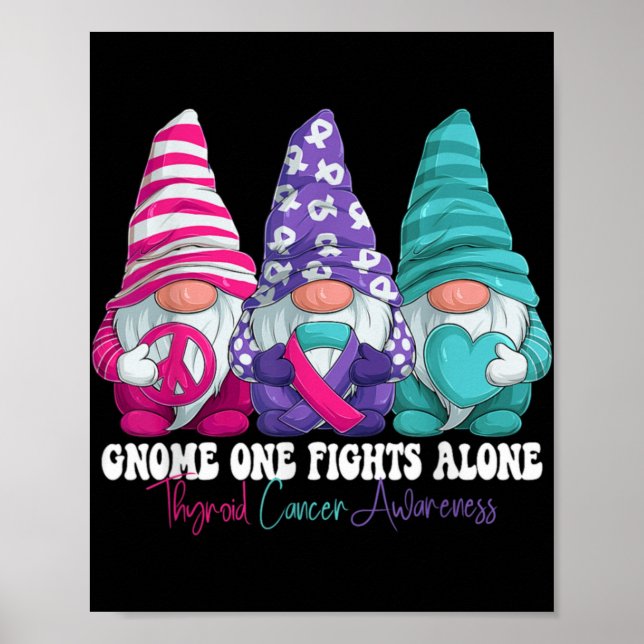 Poster Funny Gnomies Thyroid Cancer Awareness Month Ribbo (Devant)