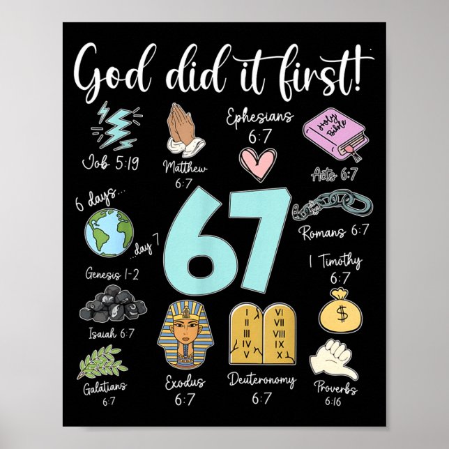 Poster Funny God Did It First 67 Meme Jesus Christian Bib (Devant)