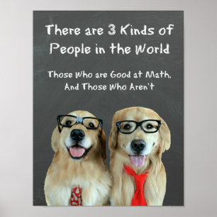 Poster Funny Golden Retriever Math Joke classe