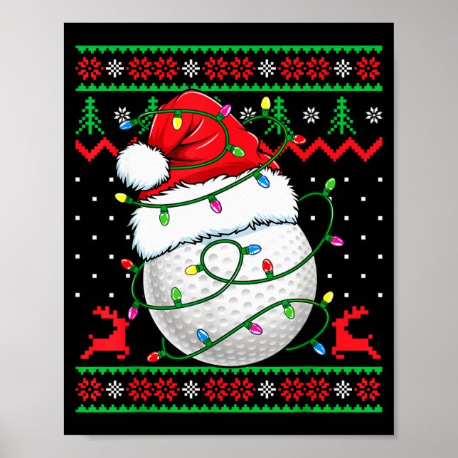 Poster Funny Golf Ugly Christmas Sweater Womens Mens Golf (Devant)