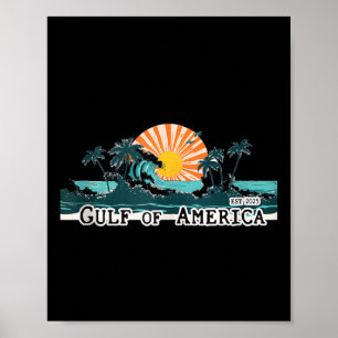 Poster Funny Golfe De Us America Est 2025 Retro Vintage B