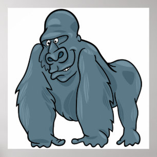 Poster Funny Gorilla Cool Bleu Ape Animal Design