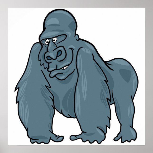 Poster Funny Gorilla Cool Bleu Ape Animal Design (Devant)